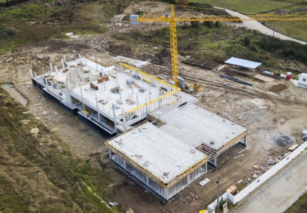 Lajes e estrutura de betão armado